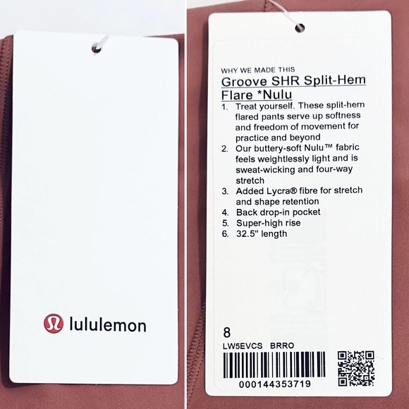 NWT Lululemon [8] Groove SHR Split-Hem Flare Nulu Pant Briar Rose LW5EVCS [$118] - Picture 10 of 16